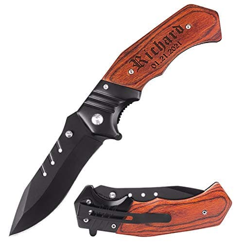 Fodiyaer Personalized Engraved Pocket Knife With Gift Box - Custom Knifes For Husband, Boyfriend, Dad, Son, Brother, Uncle, Grandpa As Birthday, Anniversary, Father's Day, Christmas Gifts