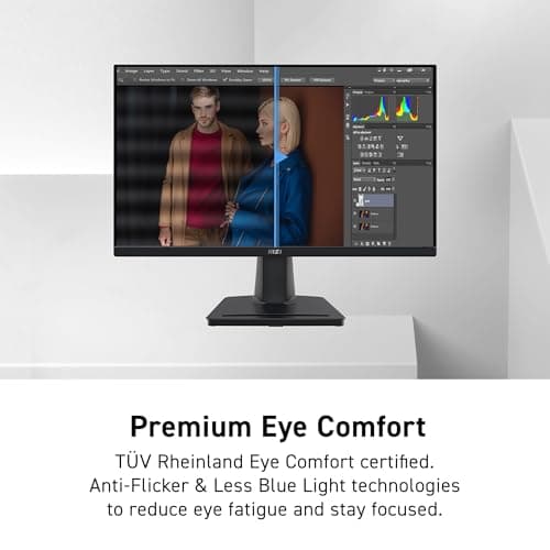 msi PRO MP225V, 22-inch, 1920 x 1080 (FHD) Computer Monitor, 100Hz, Adaptive-Synch, HDMI, Video Port, Low Blue Light, Eye-Q Check, VESA Mountable, Tilt, 1ms, Black