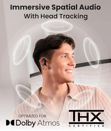 Cleer ARC 4 Plus Open Ear Earbuds,True Wireless Bluetooth Earphones with Dolby Audio and Head Tracking, Earhook Earbuds with 34H Playtime, IPX7 Waterproof Sports Headphones for Workout, EQ, Black