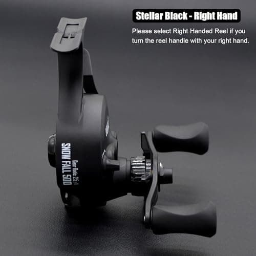 CAMEKOON Snow Fall 500 Inline Ice Fishing Reel, 3+1 Ball Bearings and 2.5:1 Gear Ratio, Magnetic Drop Speed Control, Free Spool Release Trigger, CNC-Machined Aluminum Spool, Smooth Carbon Drag