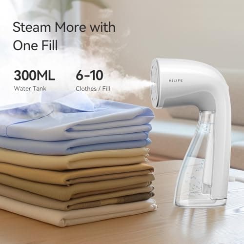 HiLIFE Upgraded Steamer for Clothes, Handheld Portable Design, 1100W Powerful Steam, 300ml Larger Tank & No Leak Design, 30S Fast Heat-up, Quick Wrinkle Remover, Compact Size for Travel, ONLY 120V