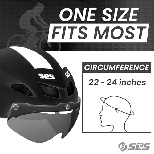SLS3 Triathlon Helmet - Aero Bike Helmet with Removable Shield Visor Time Trial TT - Lightweight Aero Helmet Triathlon Road Cycling Helmets Men/Women - One Size 22-24 Inches