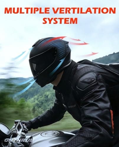 Orthrus Full Face Motorcycle Helmet for Adults Men & Women DOT Approved Motorbike Street Bike Racing Helmets with Tinted & Clear Visors (Matte Black, Large)