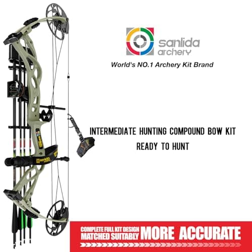Sanlida Dragon X9 Ready to Hunt Compound Bow Package for Adults, Archery Compound Bow and Arrow Set, 0-70 Lbs Draw Weight, No Bow Press Needed, Limited Life-time Warranty, RH Only