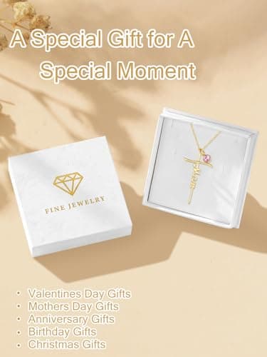 Mothers Day Religion Christian Pendant for Mom 14K Gold Mom Cross Necklace Mother Jewelry Birthday Gift B0GSV5Q8C6