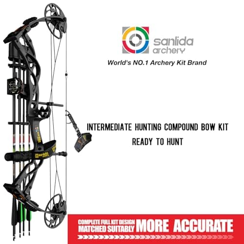 Sanlida Dragon X9 Ready to Hunt Compound Bow Package for Adults, Archery Compound Bow and Arrow Set, 0-70 Lbs Draw Weight, No Bow Press Needed, Limited Life-time Warranty, RH Only