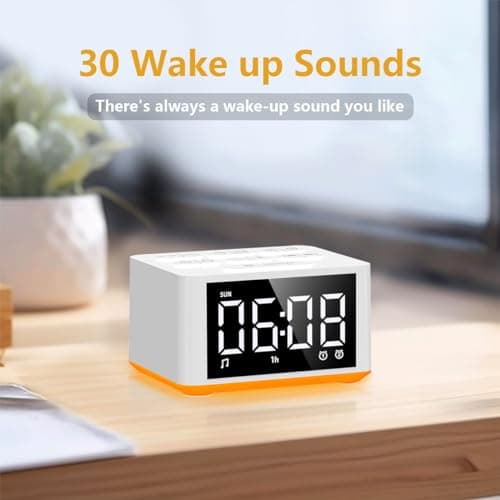 【3 in 1】 Sound Machine Dual Alarm Clock Night Light White Noise Machine 27 Sleeping Sounds for Adults Kids Precise 32 Level Volume Sleep Timer Memory Function Digital Clock with 30 Wake Up Sounds