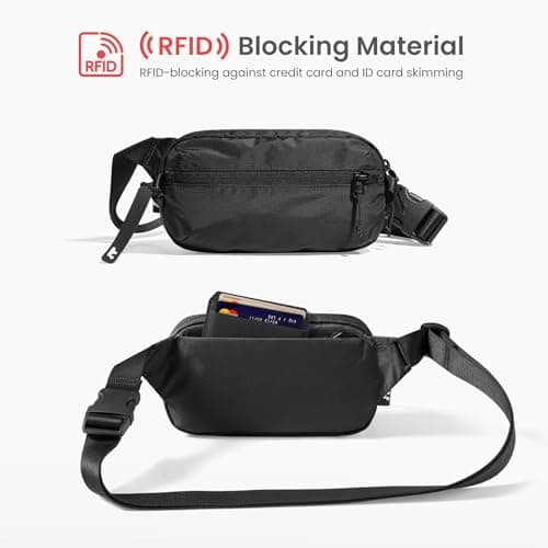 tomtoc tomtoc 1.5L Sling Bag with RFID Blocking, Crossbody Bag Minimalist Chest Shoulder Pack for Men and Women, Water-resistant Lightweight Casual Waist Fanny Pack for Travel, Daily Use