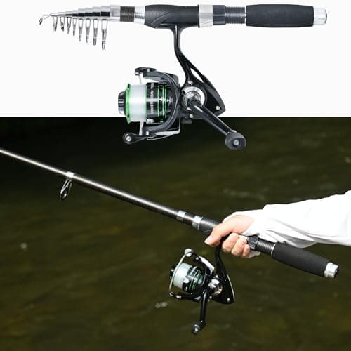 Fishing Pole Combo,2PCS 6.89ft Carbon Fiber Fishing Rods,Spinning Reels 170Pcs Worm Lure Kit Texas-Rigs-for-Bass Carrier Bag for Travel Freshwater