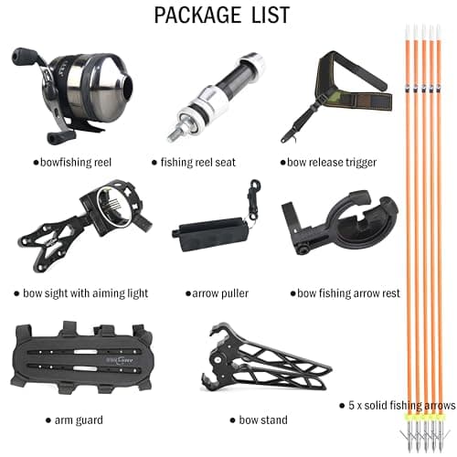 Archery Bowfishing Compound Bow Kit, 0-70lbs Adjustable,Ready to Fish Kit with Bowfishing Reel,Bow Fishing Arrows,Right-Handed for Adult/Youth Fishing Hunting Target Shooting