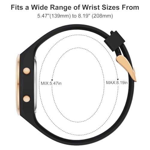 GOLDEN HOUR Waterproof Sport Women's Digital Chronograph Silicone Strap Watch