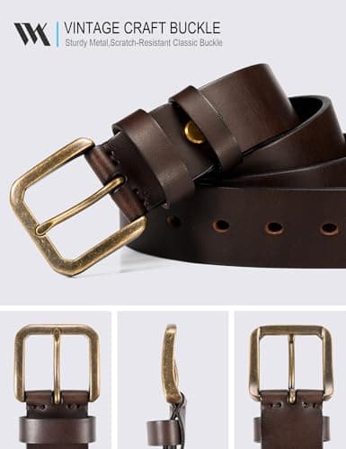 WOLFANT Thicken Full Grain Heavy Duty Casual Work Belts for Men,100% Italian Real Solid Leather