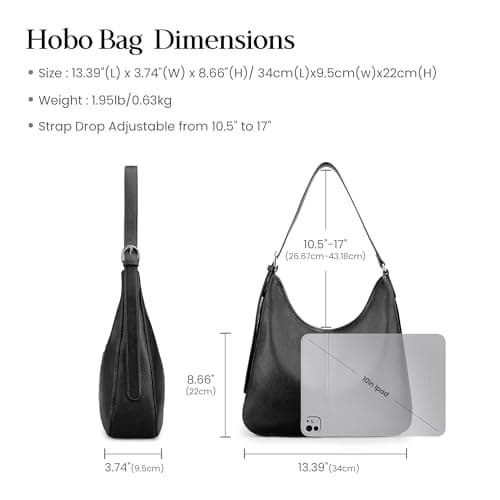 befen Genuine Leather Hobo Bags for Women, Top Grain Real Leather Women's Shoulder Bag Handbags Purses with Adjustable Strap