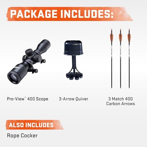 Wicked Ridge by TenPoint Warrior 400, Peak XT - 400 FPS - Uncompromising Performance Under $500 - Includes Pro-View 400 Lighted Scope, Rope Cocker & Three Match 400 Arrows