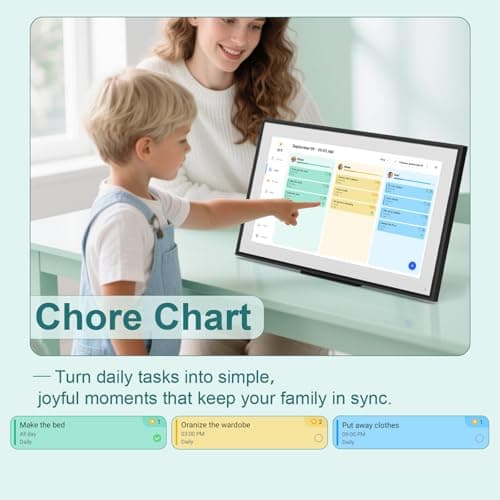Canupdog 15.6 Inch Digital Calendar Wall Planner 2025-2026 – HD Touchscreen Smart Photo Display for Family Schedules, 32GB Electronic Calendar Chore Chart + To-do List, Christmas Gifts for Women Mom