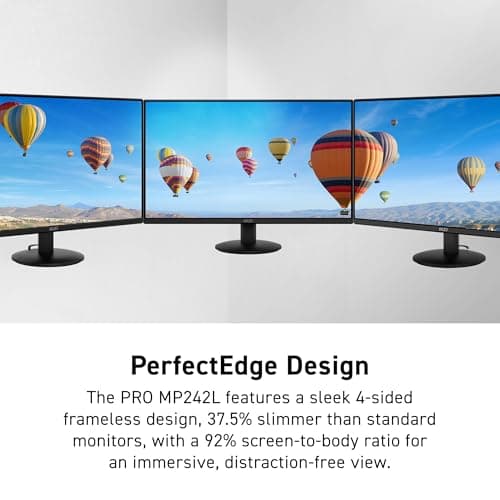 msi PRO MP242LE 24-inch IPS 1920 x 1080 (FHD) Computer Office Monitor, 100Hz, Adaptive Sync, HDMI, DisplayPort, Tilt, 4-Side Slim Bezel 1ms, Black