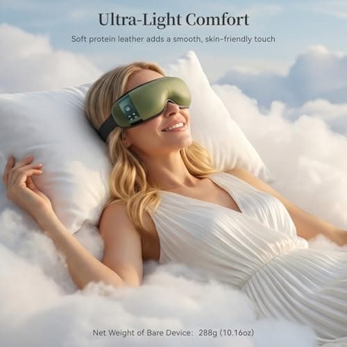 35dB, Lightweight Eye Massager, Gift for Women Husband, for Home, Office, and Travel ReliefRX Ultra-Quiet Eye Massager with Heat and Cooling, Sage Green B0GJ3CPT77