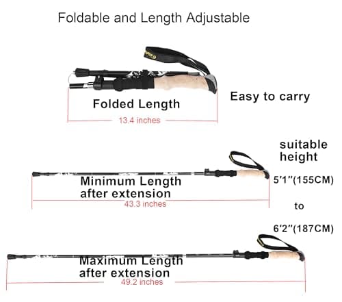 A ALAFEN Lightweight Collapsible Trekking Pole - 7075 Aluminum Adjustable Walking Stick for Hiking & Travel, Foldable Quick-Lock Design, Single Pole for Adults & Seniors