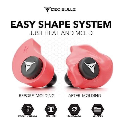 Decibullz - Custom Molded Earplugs, 31dB Highest NRR, Comfortable Hearing Protection for Shooting, Travel, Work and Concerts