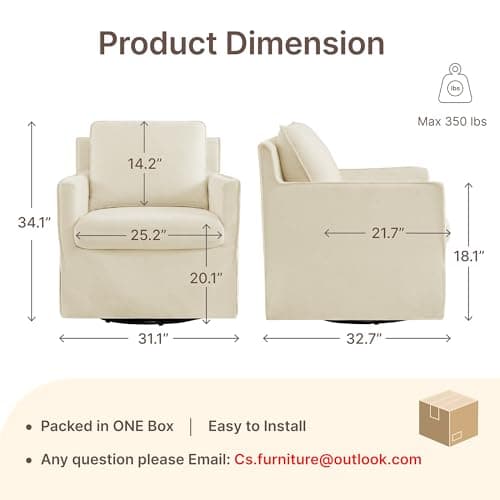KISLOT Swivel Accent Chair Rocking Recliner 360 Degree Swivel Armchair Machine-Washable Cover for Nursery Living Room Bedroom