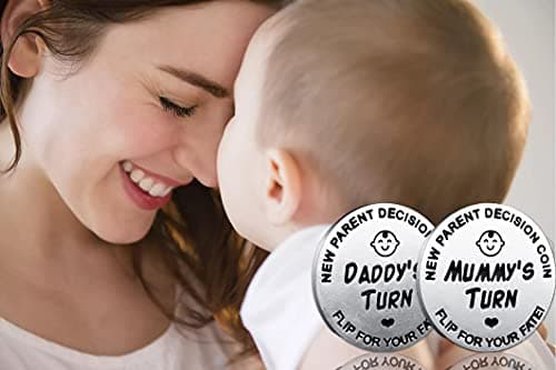 New Dad Mom Gifts Funny Decision Making Coin, New Baby Gift for Parent Mummy Daddy Pregnancy Women First Time to be Moms Dads Mother's Day Father's Day Gifts Double Sided