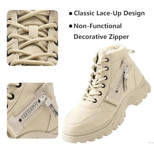 Yeeteepot Womens Snow Boots Warm Winter Boots Ladies Fur Lined Ankle Boots Lace Up Outdoor Booties Anti-Slip Sneakers Waterproof Walking Shoes