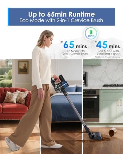 Tineco Pure ONE S30 Cordless Vacuum Cleaner, 150AW Powerful Suction, Zero Tangle Brush, Up to 65min Runtime, 6-Stage HEPA Filtration, PureCyclone Technology Stick Vacuum with Wall Mount Dock