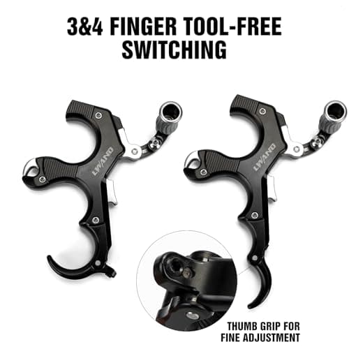 LWANO Thumb Bow Release - 3&4 Finger Adjustable Archery Compound Bow Release Aid, with Trigger Travel and Pressure Adjustable