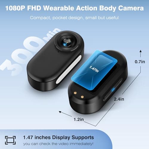 rgjzkgn 128GB Body Cameras with Audio and Video Recording: 1080P FHD Thumb Size Bodycam, Sports Action Body Camera, Wearable Pocket Camera Body Cam for Work, Travel, Fishing, Pet Walking, Outdoor