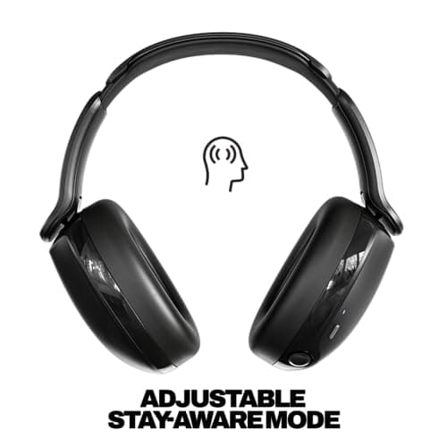 Skullcandy Hesh 360 Wireless Over-Ear Bluetooth Headphones, Up to 100 Hours Battery, Noise Isolating Fit, Flat-Folding Collapsible Design, Microphone iPhone Android - True Black