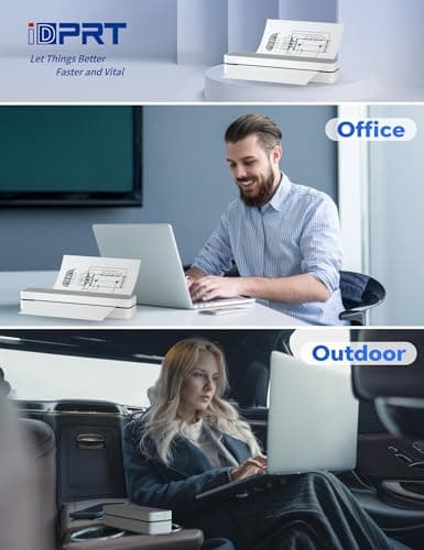 iDPRT MT610 Pro Portable Thermal Printer, 300DPI HD Mobile-Travel-Printers, Inkless-Wireless-Small-Printer for Home Use, Office, Vehicles, Bluetooth Printers Supports 8.5" x 11" US Letter&A4&A5, White