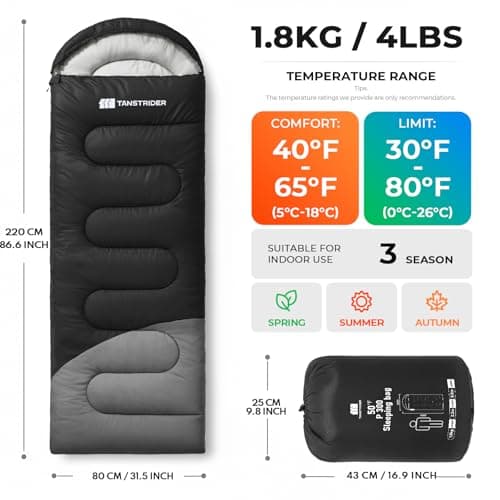 Sleeping Bag for Adults Warm Weather, Compact Lightweight Backpacking Sleeping Bag with Compression Sack, Camping Essentials Gear for Hiking Travel Climbing Outdoor & Indoor Use