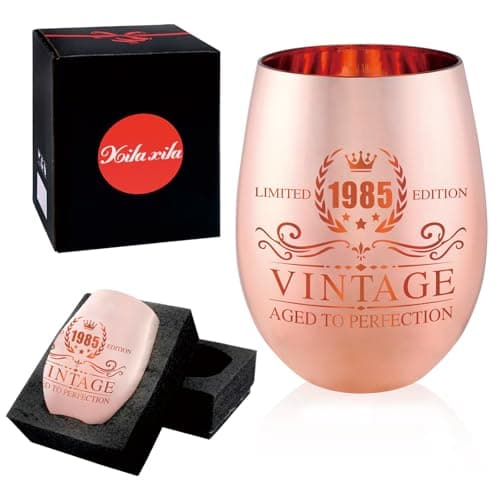40th Birthday Gifts for Women - Vintage 1985 Wine Glass - 40th Birthday Decorations for Her - Funny Bday Present Ideas (wine glass, 1985)