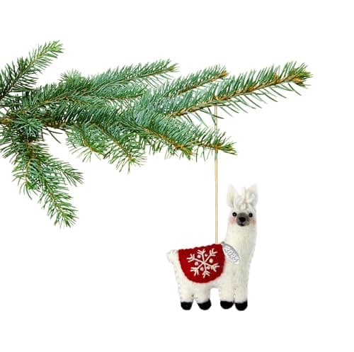 Llama Christmas Ornaments 2025, Felt Christmas Ornaments, Lama Gifts for Women, Fair Trade, Hand Made in Nepal - Comes in a Gift Bag