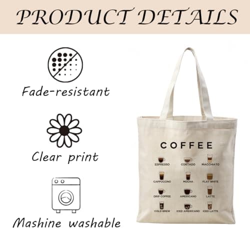 Canvas Tote Bag Aesthetic for Women,Reusable Canvas Cute Shoulder Bag for Grocery, Shopping, Beach & Daily Use B0DGKVR1DY