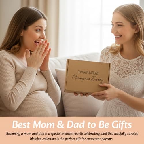 New Parents Gifts for Couples, Mom and Dad to Be Gifts, Pregnancy Gift Basket for Expecting Parents, Baby Shower Gift Set with Mommy Daddy Glass Cups, Candle, Bath Bomb & Soap B0FVKXQS45