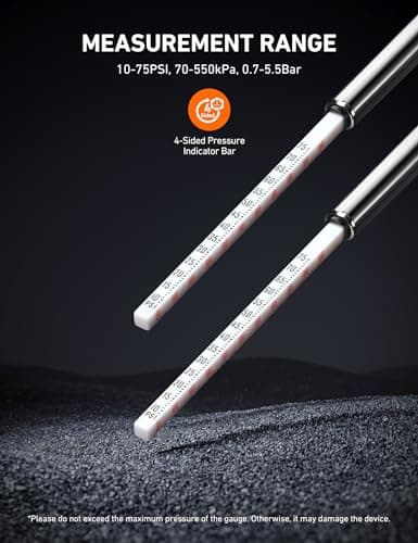 AstroAI Pencil Tire Pressure Gauge 2 Pack 10-75PSI, Calibrated to ANSI B40.1 Grade B (2%), Stainless Steel Body, Metal Made Nozzle 3 Measurements for Cars, Bikes, Vehicles