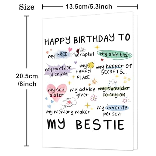 Funny Birthday Card for Women Sister, Happy Bday Gifts for Bestie, Bestie & Friendship Birthday Card