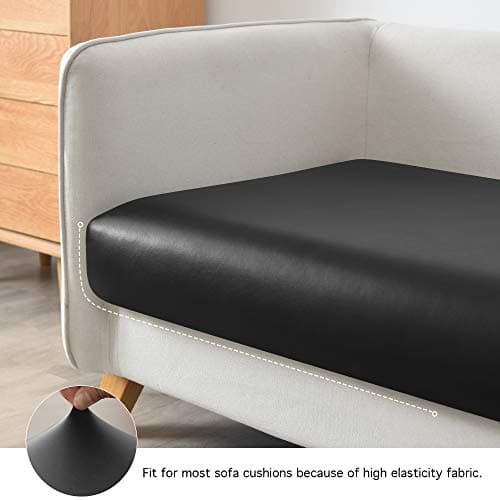 Yates Home PU Leather Couch Sofa Cushion Slipcover Water-Proof Elastic Chair RV Seat Covers Loveseat Sofa Furniture Protector Slip Cover for Settee Seater Replacement in Living Room（Sofa, Black）