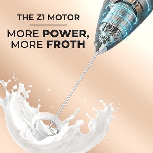 Zulay Kitchen Powerful Milk Frother Wand With Duracell Batteries - Ultra Fast Handheld Drink Mixer - Electric Whisk Foam Maker for Coffee, Lattes, Cappuccino & Matcha - Z1 Motor - Black B09D8T11YS