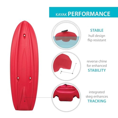 Lifetime Recruit Youth Kayak, 6.5 Ft, Paddle Included, Ages 5+, Red