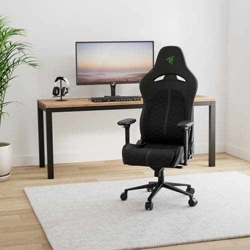 Razer Enki Gaming Chair: All-Day Comfort - Built-in Lumbar Arch - Optimized Cushion Density - Dual-Textured, Eco-Friendly Synthetic Leather - Reactive Seat Tilt & 152-Degree Recline - Black/Green