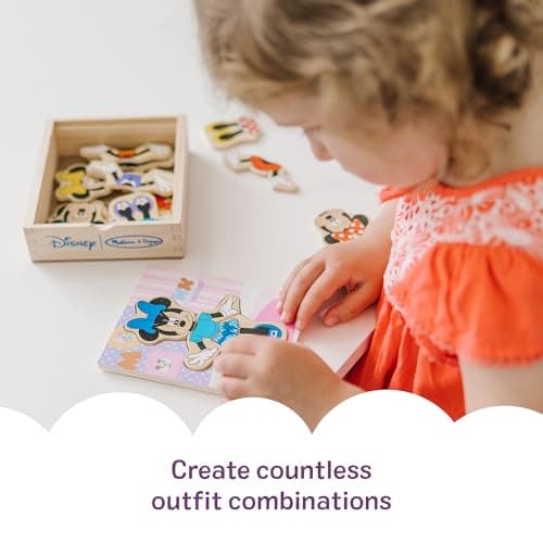 Melissa & Doug Disney Minnie Mouse Dress-Up Puzzle, 18 Pieces Mix and Match Outfits, Sorting & Matching Toy with Storage Case, Educational Puzzle for Toddlers Ages 3+