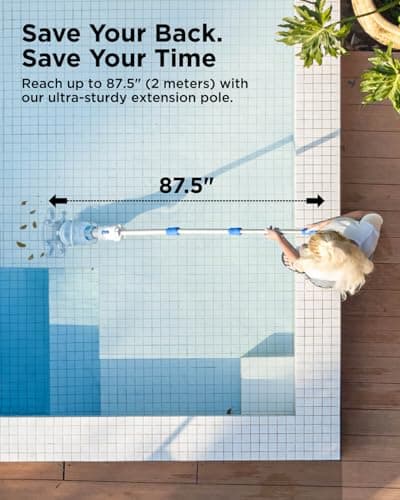 InoKraft Pool Vacuum for Above Ground Pool, Cordless Handheld Pool Vacuum for Inground Pools, Rechargeable Pool Cleaner with Powerful Suction up to 18.5 gallons/min, Ideal for Leaves, Debris, Blue