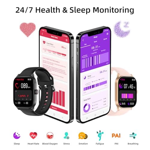 Smart Watch with Built-in GPS and Offline Maps, 1.96" HD Display, Answer/Make Calls, 100+ Sport Modes, Heart Rate/Sleep/SpO2 Monitor, Fitness Activity Tracker for Android and iPhone, 2 Bands, Black
