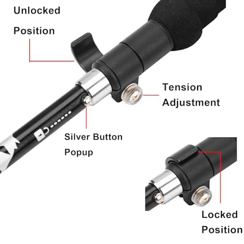 A ALAFEN Lightweight Collapsible Trekking Pole - 7075 Aluminum Adjustable Walking Stick for Hiking & Travel, Foldable Quick-Lock Design, Single Pole for Adults & Seniors