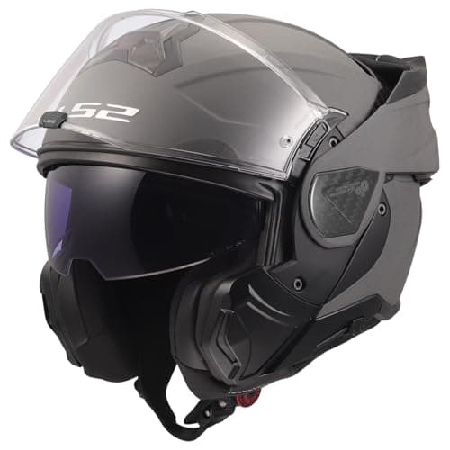 LS2 Helmets Advant II Modular Motorcycle Helmet W/SunShield (Matte Concrete Gray - Large)