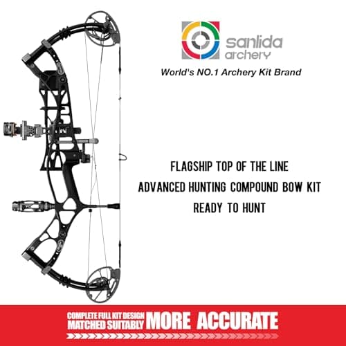 Sanlida Dragon 10 Flagship Top of The Line Hunting Compound Bow Kit for Adults, Standard Hunting Bow for Adults and Advanced Archers, IBO Speed 340 FPS, Limited Life-time Warranty, RH Only
