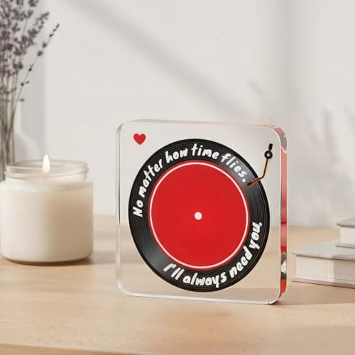 Heartwarming Gift for Husbands, Boyfriends, Couples & Retro-Style Fans, Ideal for Valentine's Day, Birthdays, Christmas, Anniversaries & Home Décor - Romantic Vinyl Record Acrylic Decor(Black and red)