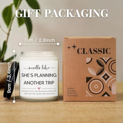 Cool Gifts for People Who Travel, Birthday, Vacation, Christmas Gift for Traveler Women Friend, 50Hr Burn, 7oz Soy Wax Candle Travel Gifts for Women, Funny Travel Lover Candle, Lavender Scent B0DGBQ1H1B